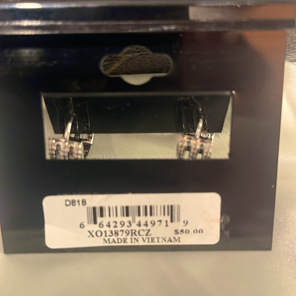 ADRIANA ORSINI Cubic Zirconia Huggie Hoop Earrings. - Picture 3 of 3